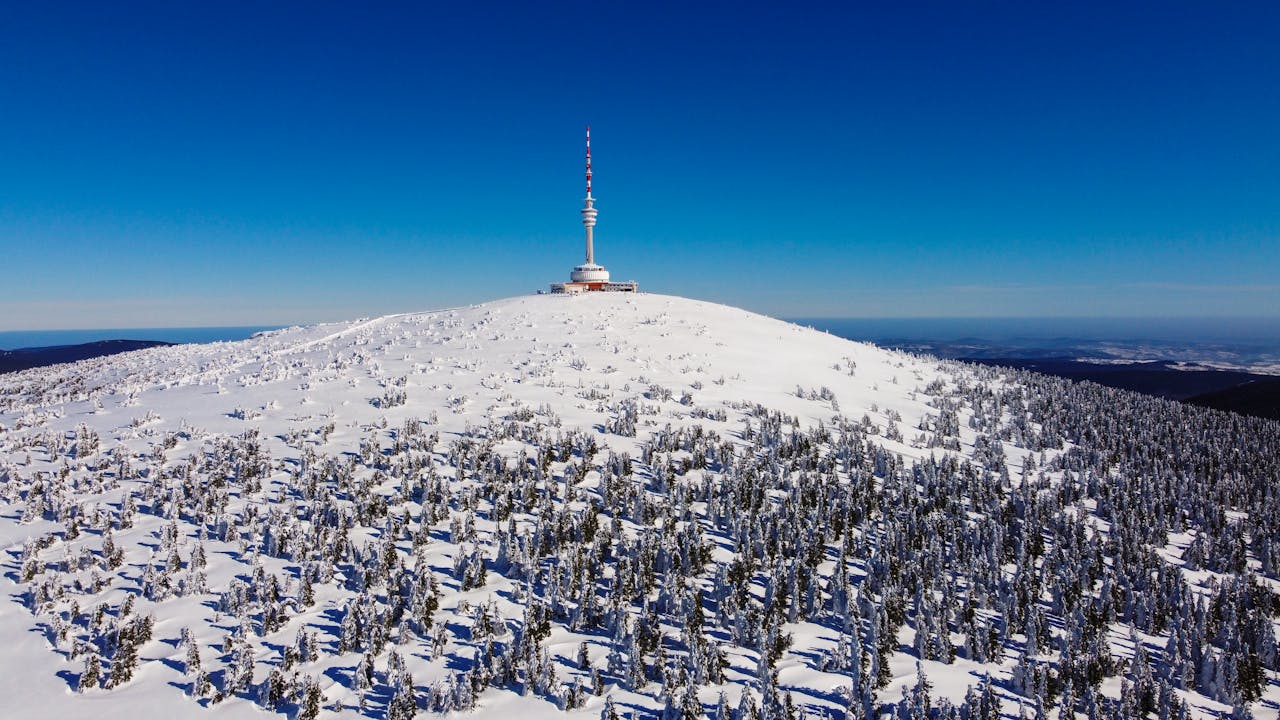 Praded analogue tower in winter