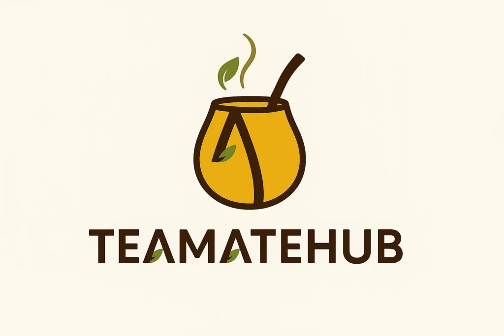 Teamatehub logo with mate gourd cup and bombilla for dark background.
